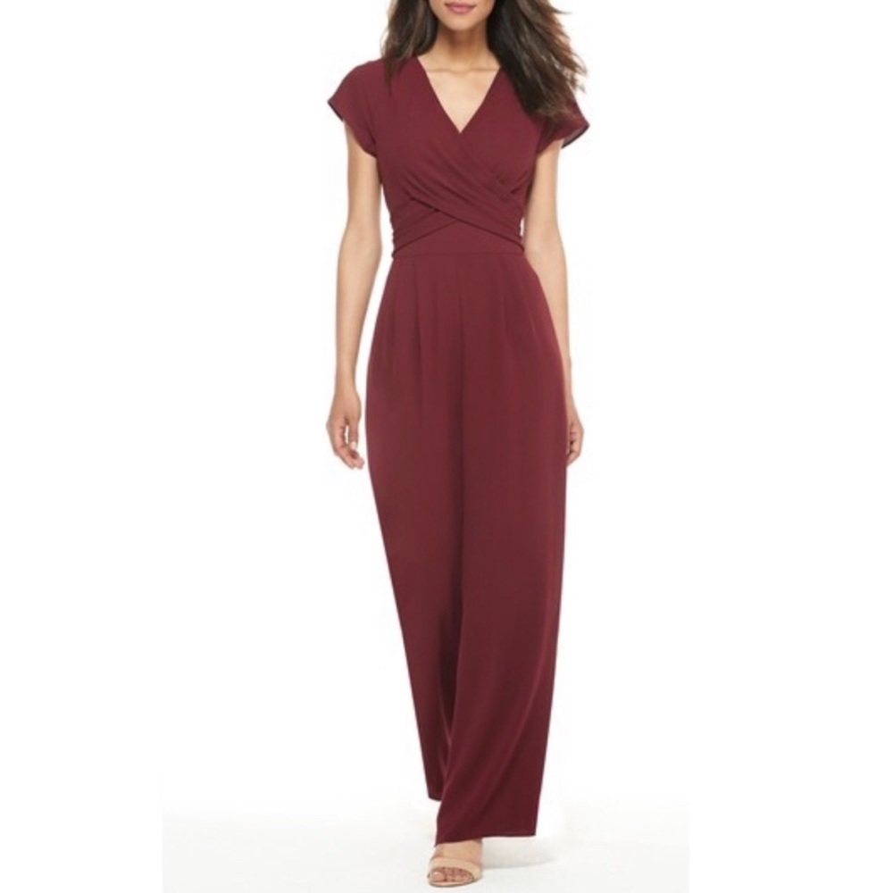 Gal Meets Glam Delaney crossover jumpsuit oxblood